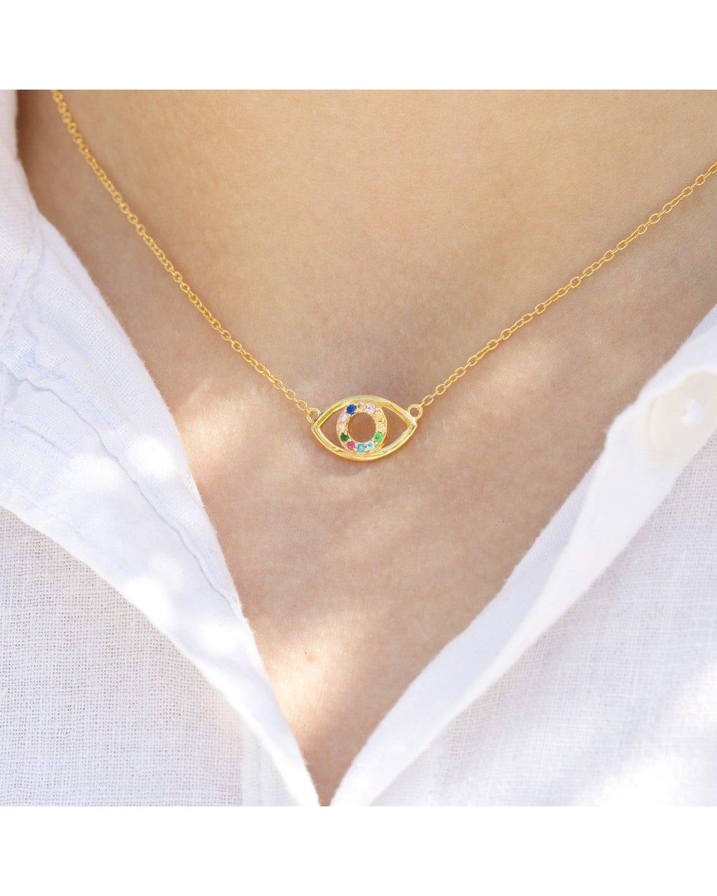 With Love Darling Metallic Eye Necklace Sterling