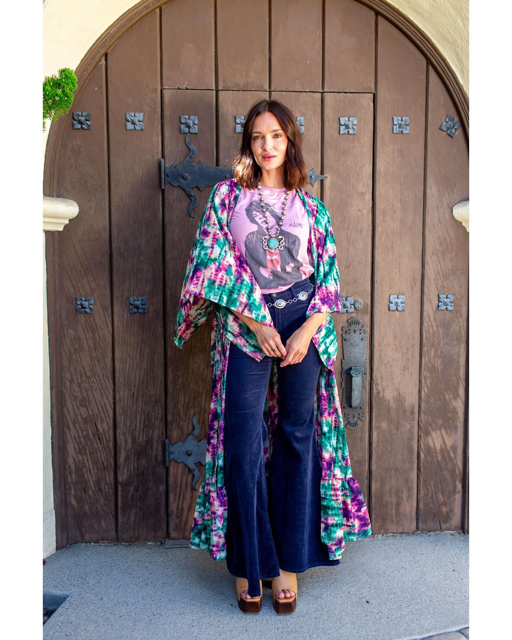 Jennafer Grace Green Janys Scarf Sleeve Kimono