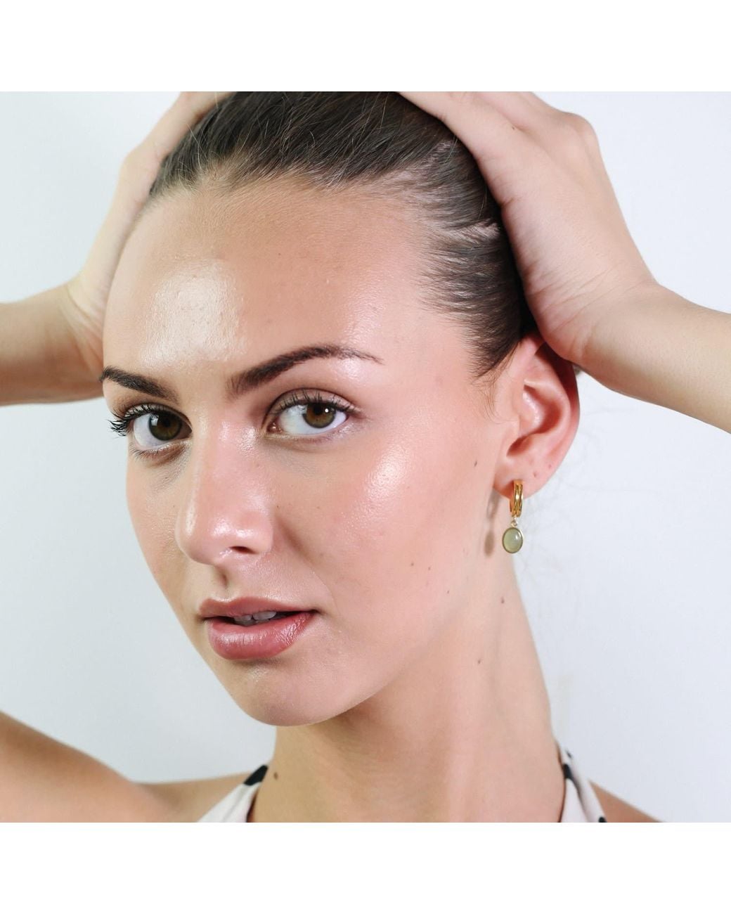 Miss Cecilia Metallic Emerald Small Hoop Earrings