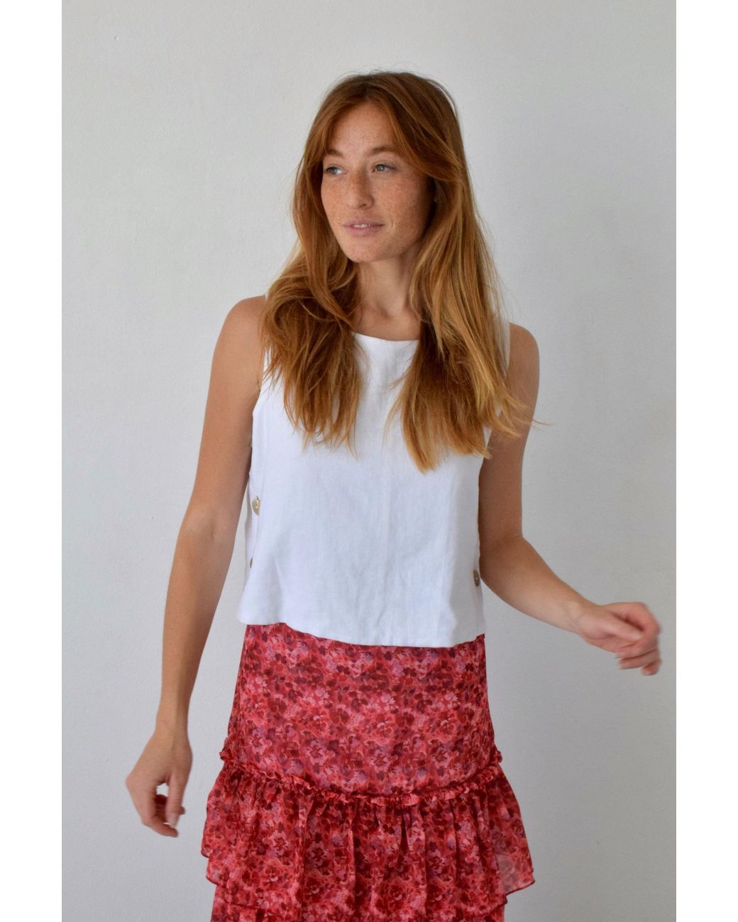 Mind Traveler White Claudia Linen Top
