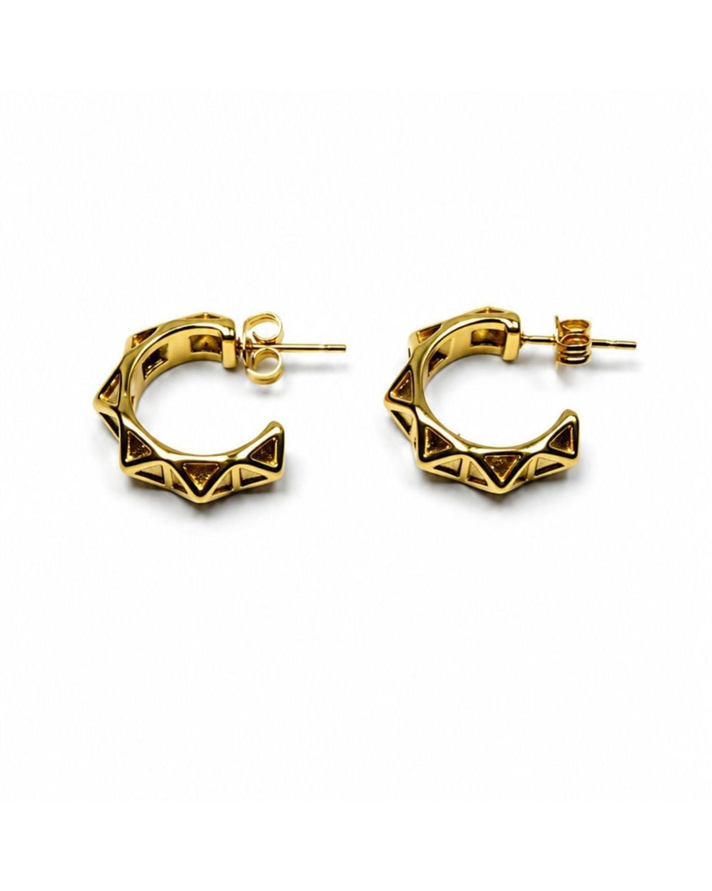 Jagged Halo Jewelry Metallic Jagged Hoop Earrings Stainless Steel Plating
