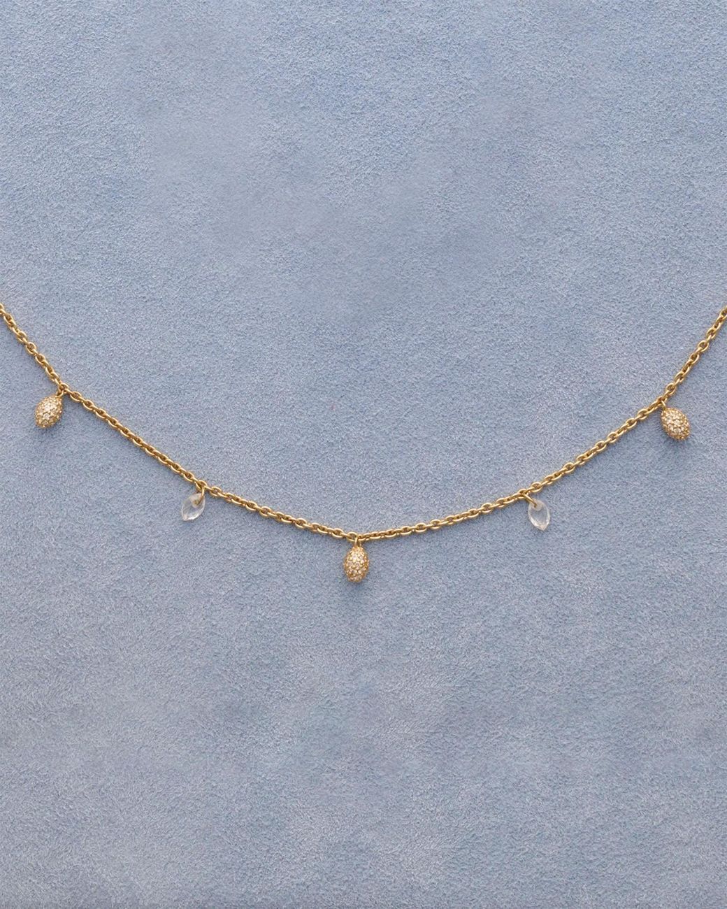 Stone Fruit Metallic Pit Necklace