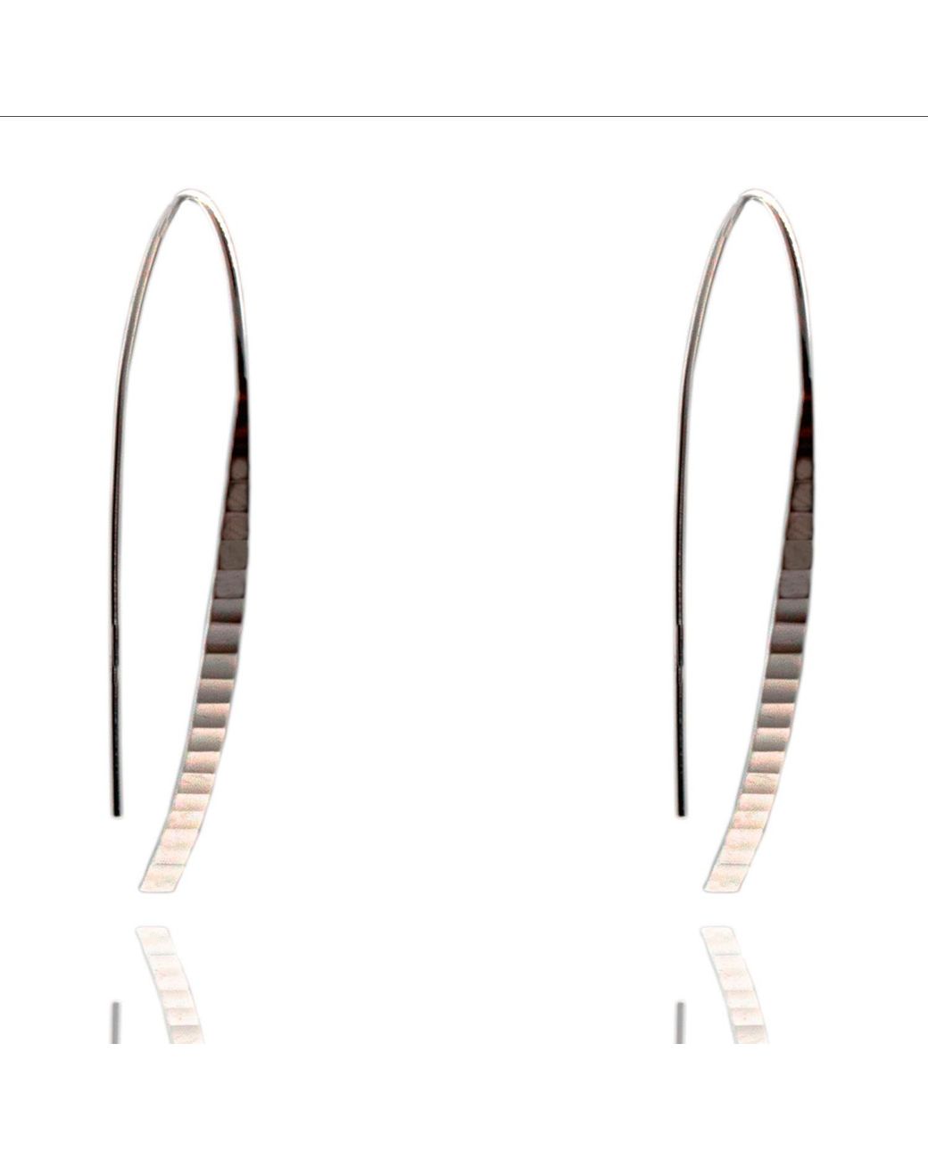 Kaizarin Metallic Sterling Diamond Cut Tapered Bar Pull Through Earrings