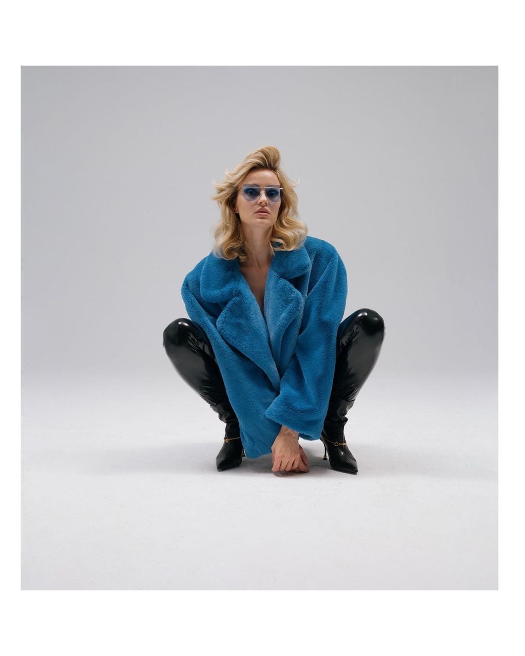 AGGI by HALEWSKI Blue Faux Fur Gigi Azure