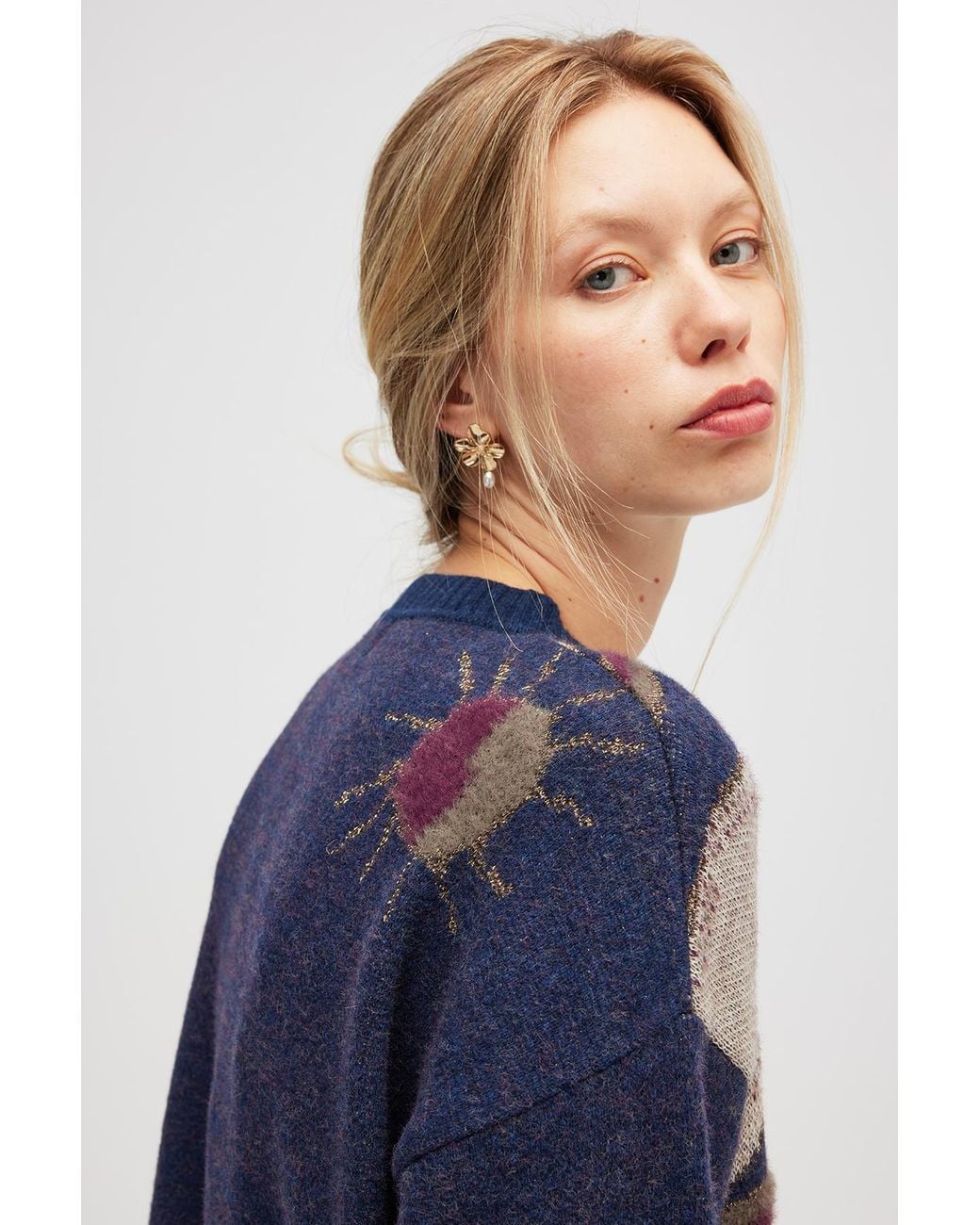 Peraluna Blue Saori Glittery Jacquard Knit Tunic