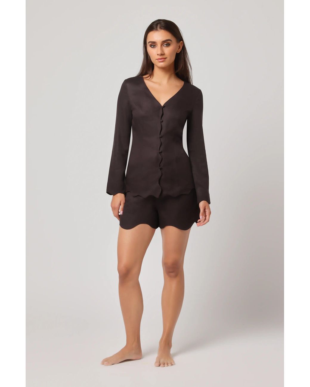 Ashita Fernandes Brown Arz Shorts – Strength & Sophistication