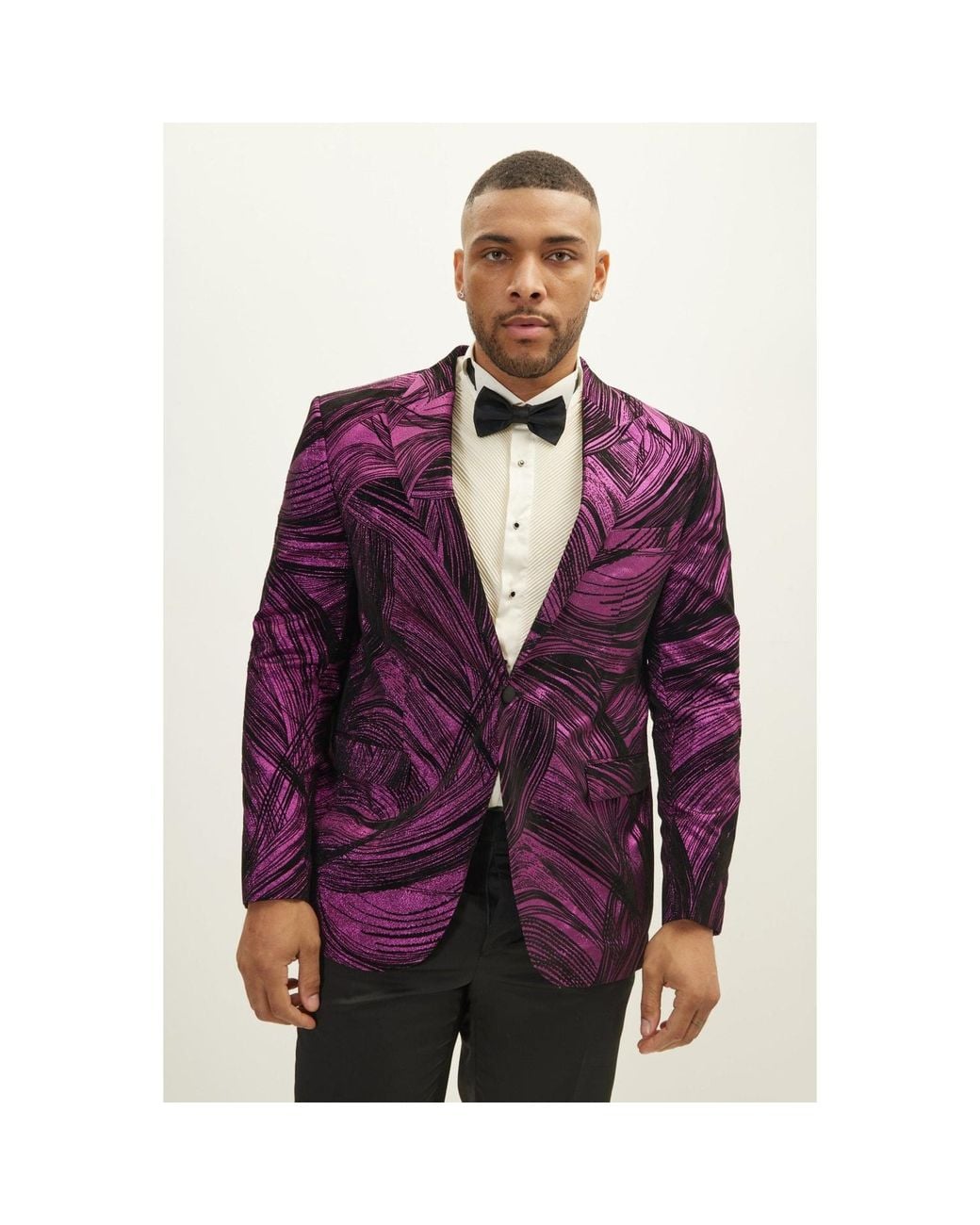 Ron Tomson Purple Cascading Peak Lapel Tuxedo Jacket for men