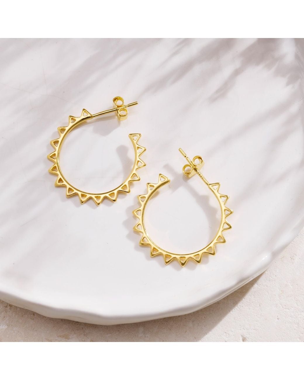 Posh Totty Designs Metallic Plated Sun Ray Open Hoop Earrings
