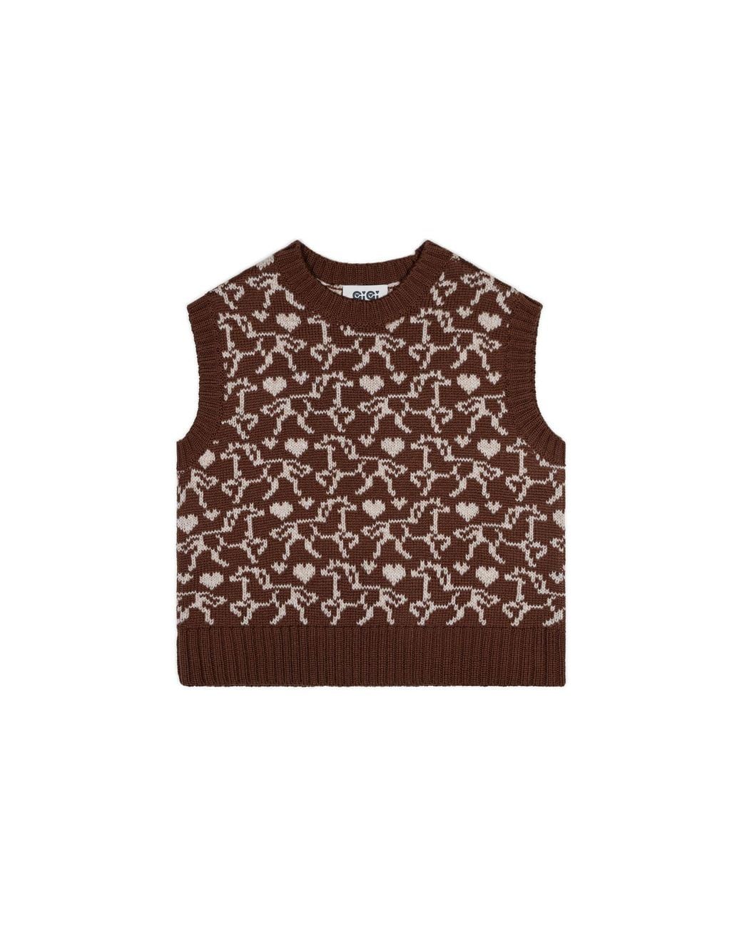 Gigi Knitwear Brown Gallop Jaquard Vest