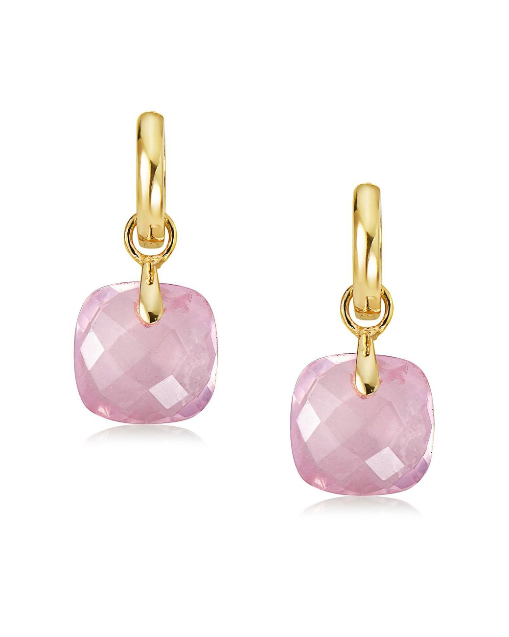 Preeti Sandhu Pink 18K Plated Hoops- Rose Quartz