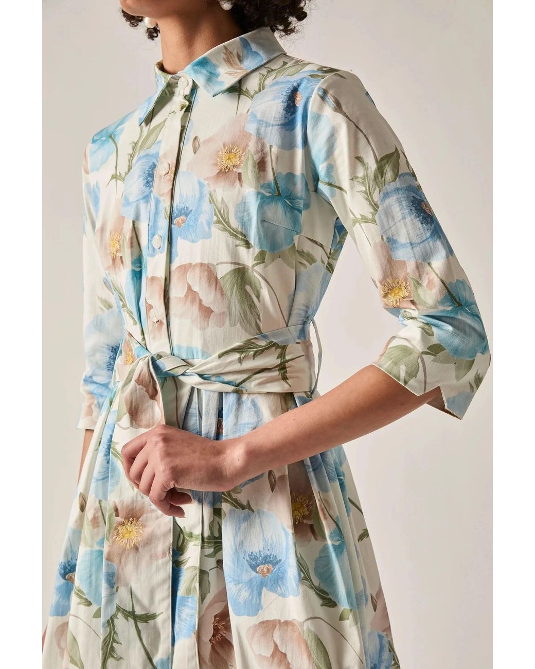 James Lakeland Blue Bloom Cotton Midi Dress