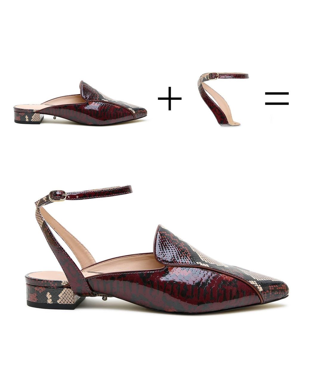 Alterre Brown Burgundy Python Marilyn Pointed Loafer