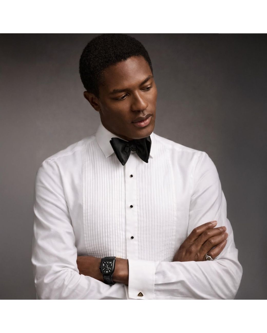 Freak Vault White Classic Pleated Tuxedo Shirt for men