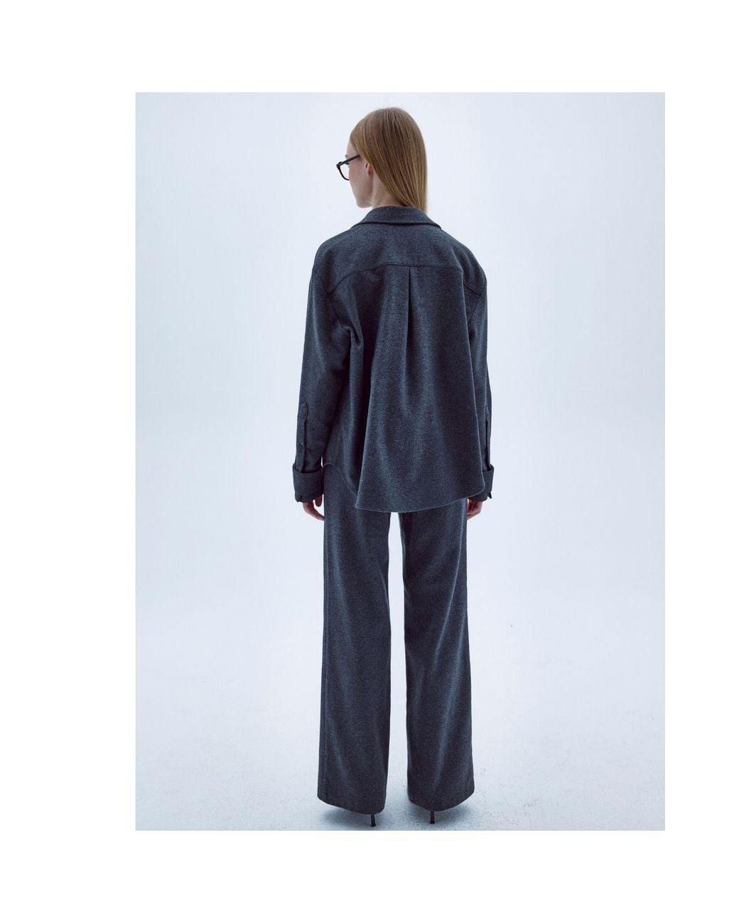 NAZLI CEREN Gray Ravenna Wool Blend Shirt