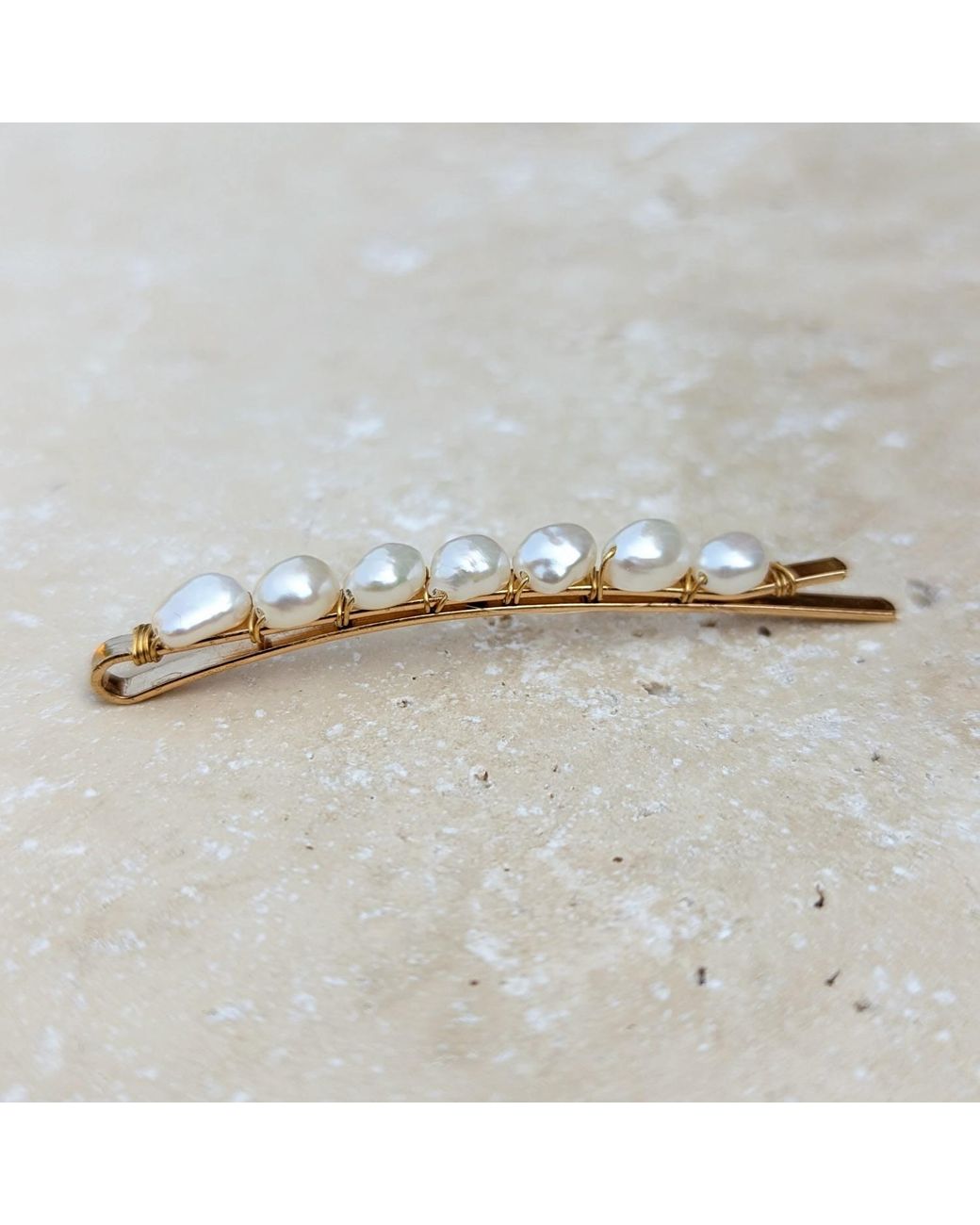 Kiri & Belle Metallic Alyssa Freshwater Pearl Hair Slide