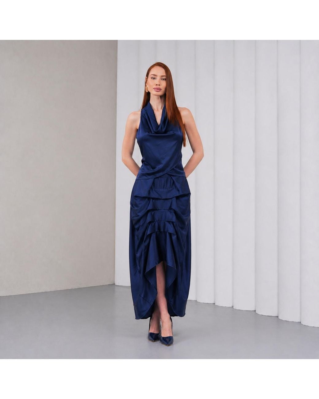 Lumina Eligma Blue The Vanguard Skirt Silk