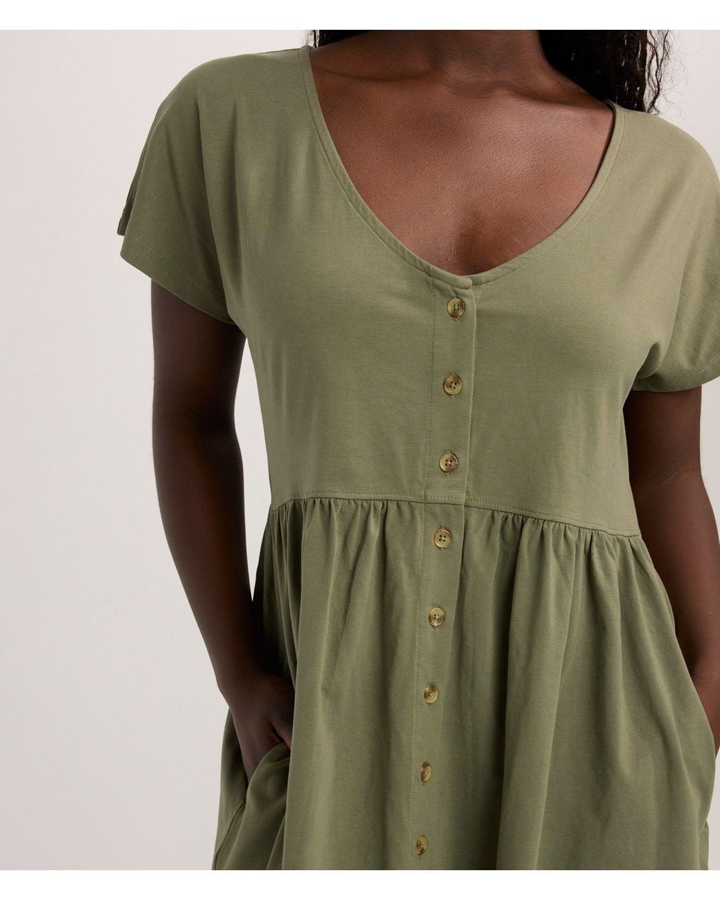 Known Supply Green Cotton Button Up Dress
