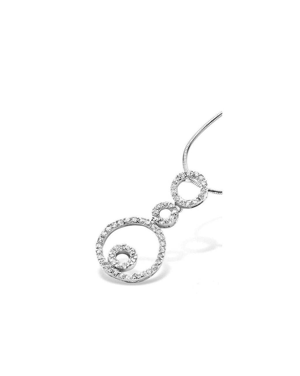 Genevive Jewelry Metallic Cubic Zirconia Sterling Plated Triple Circle Drop Pendant