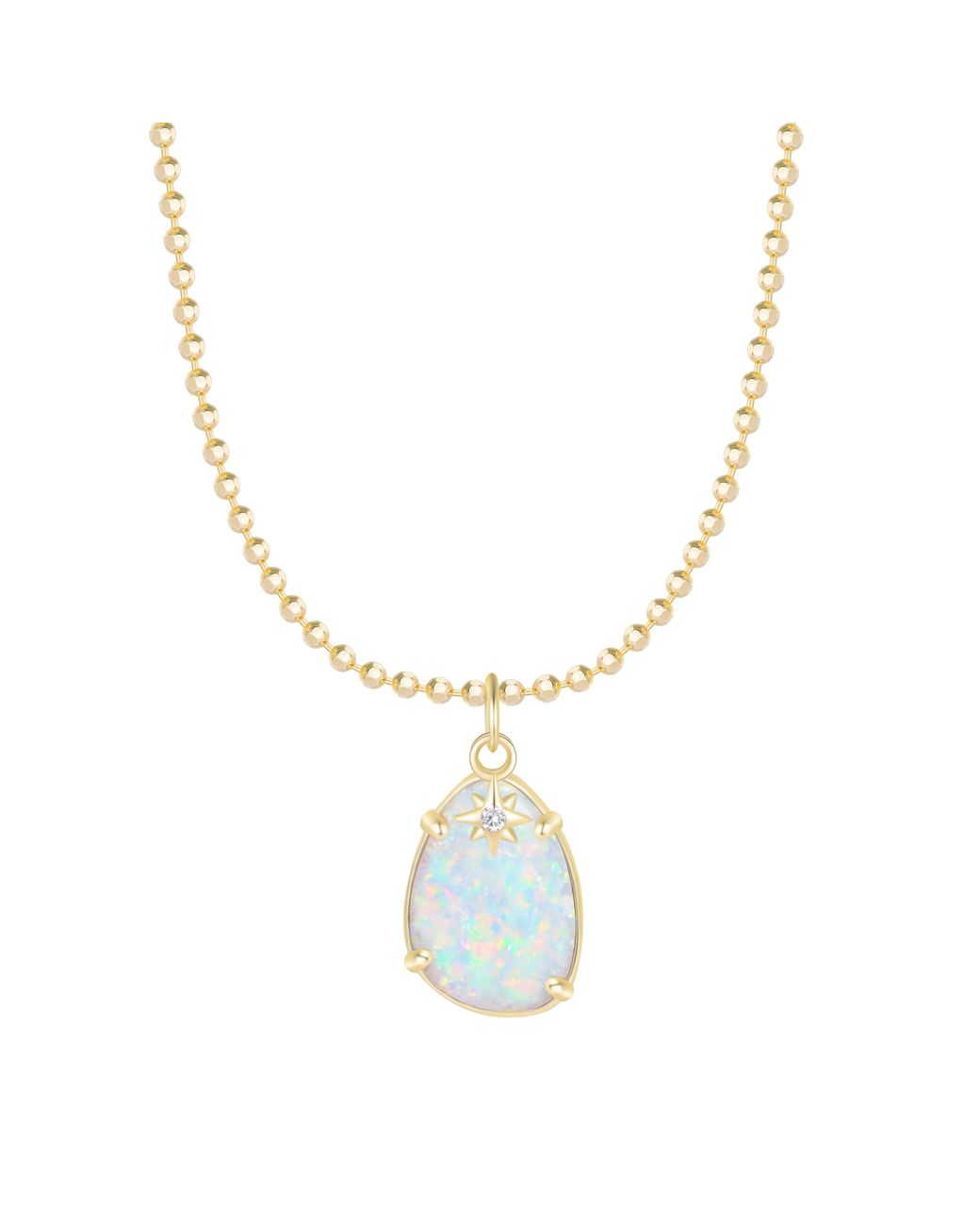 KAMARIA Metallic Stella Opal Pendant Necklace With Star Charm