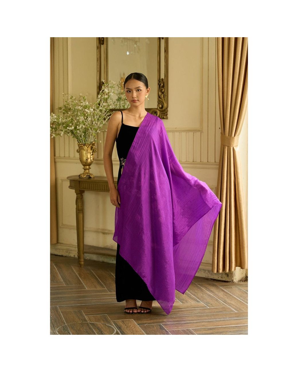 Silk and Bears Purple Royal Mulberry Silk Scarf – Eid & Evening Shawl
