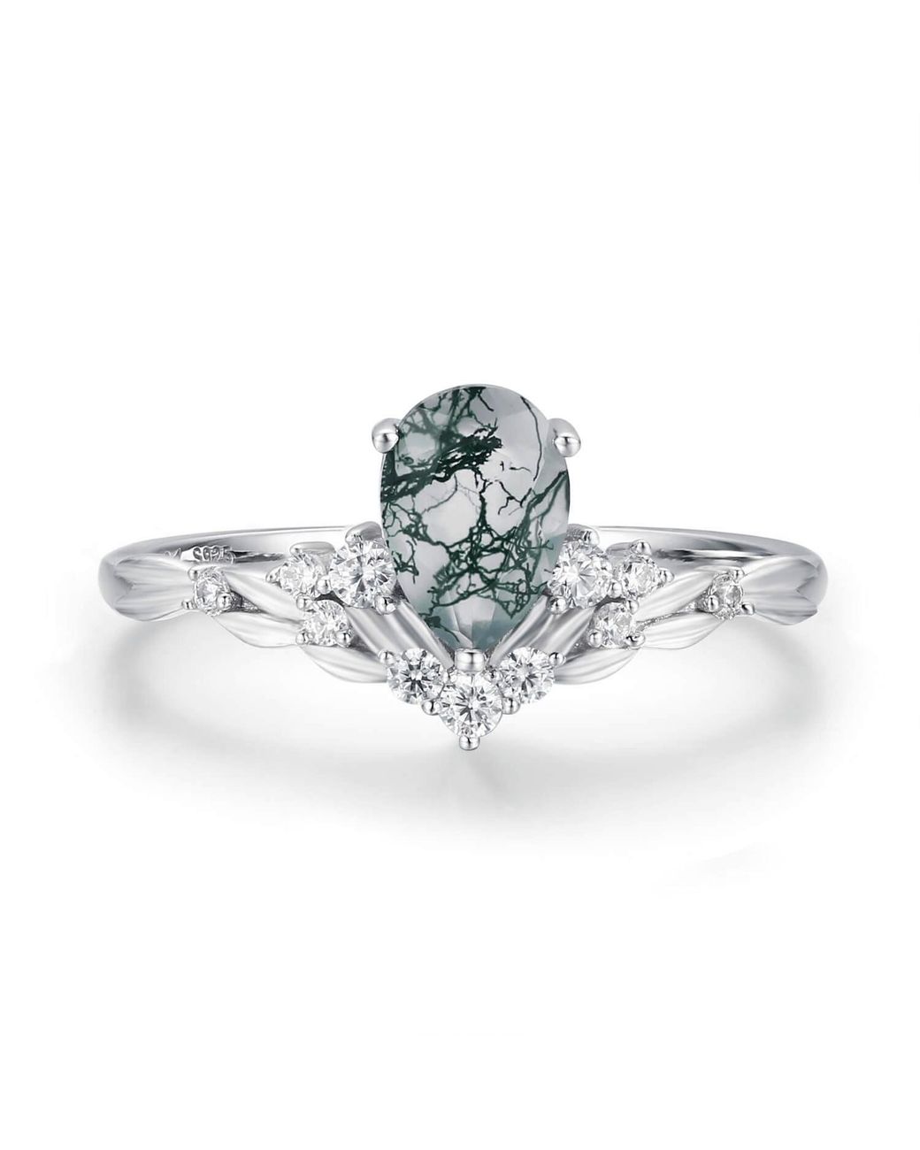 Azura Jewelry New York Metallic Angelique Tulip Moss Agate Ring Vermeil