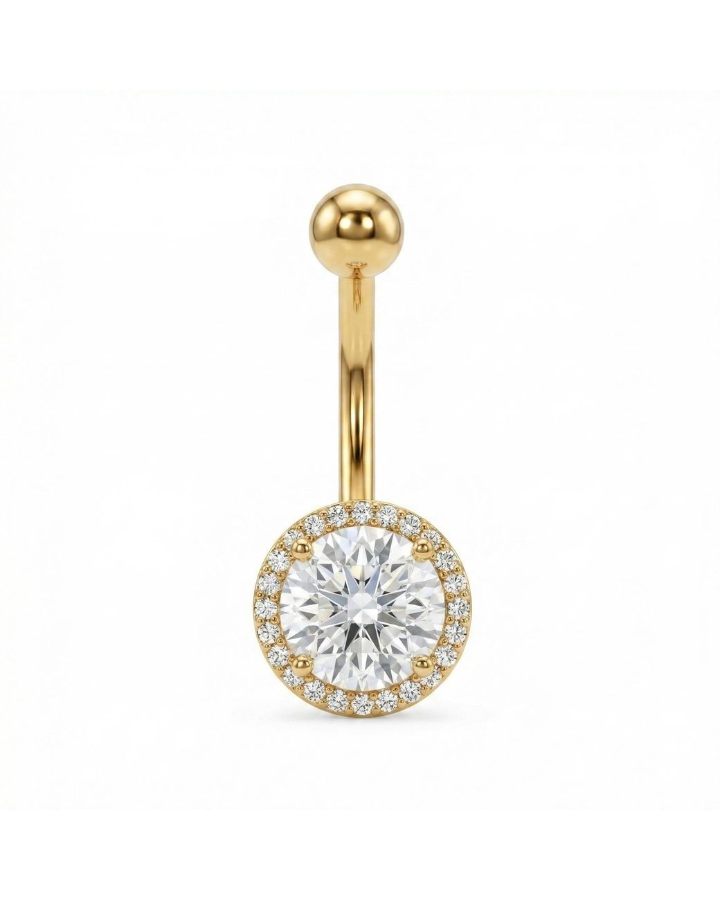 Zahav Jewelry Metallic 10K Solid Round Cz Cluster Belly Ring