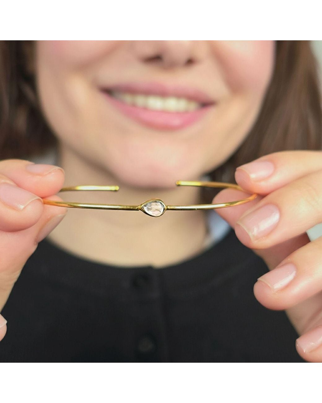 Sophelia Metallic Plated Topaz April Birthstone Crystal Bangle