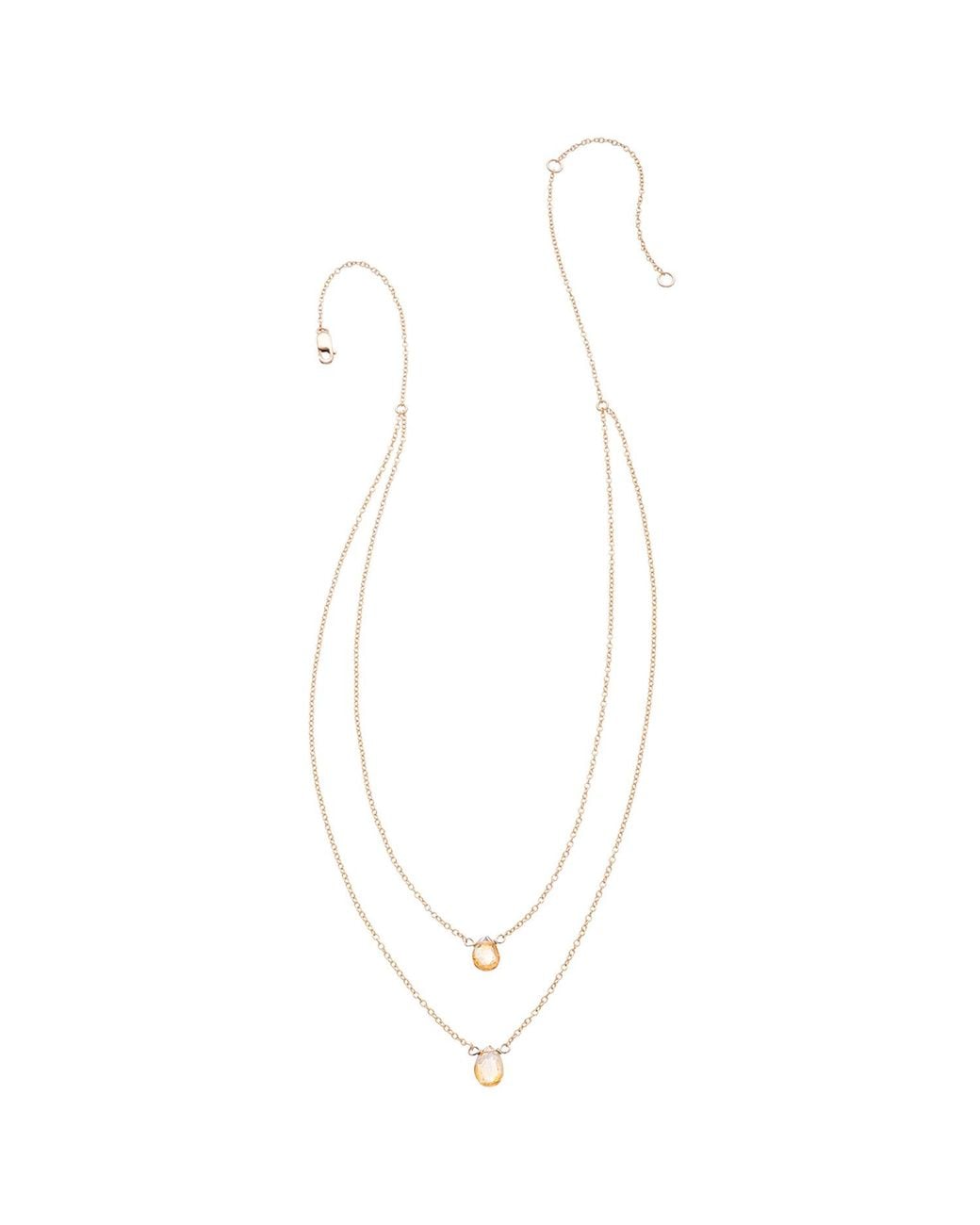 Heather Hawkins Jewelry White Two Tiny Gemstones Drape Necklace