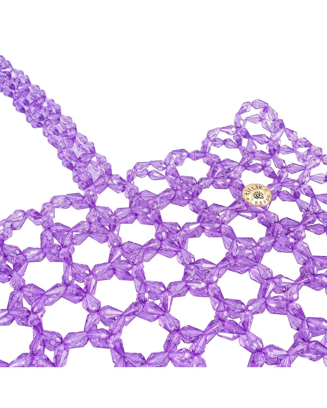 Tillie Beads Purple Honeycomb Beaded Tote Bag