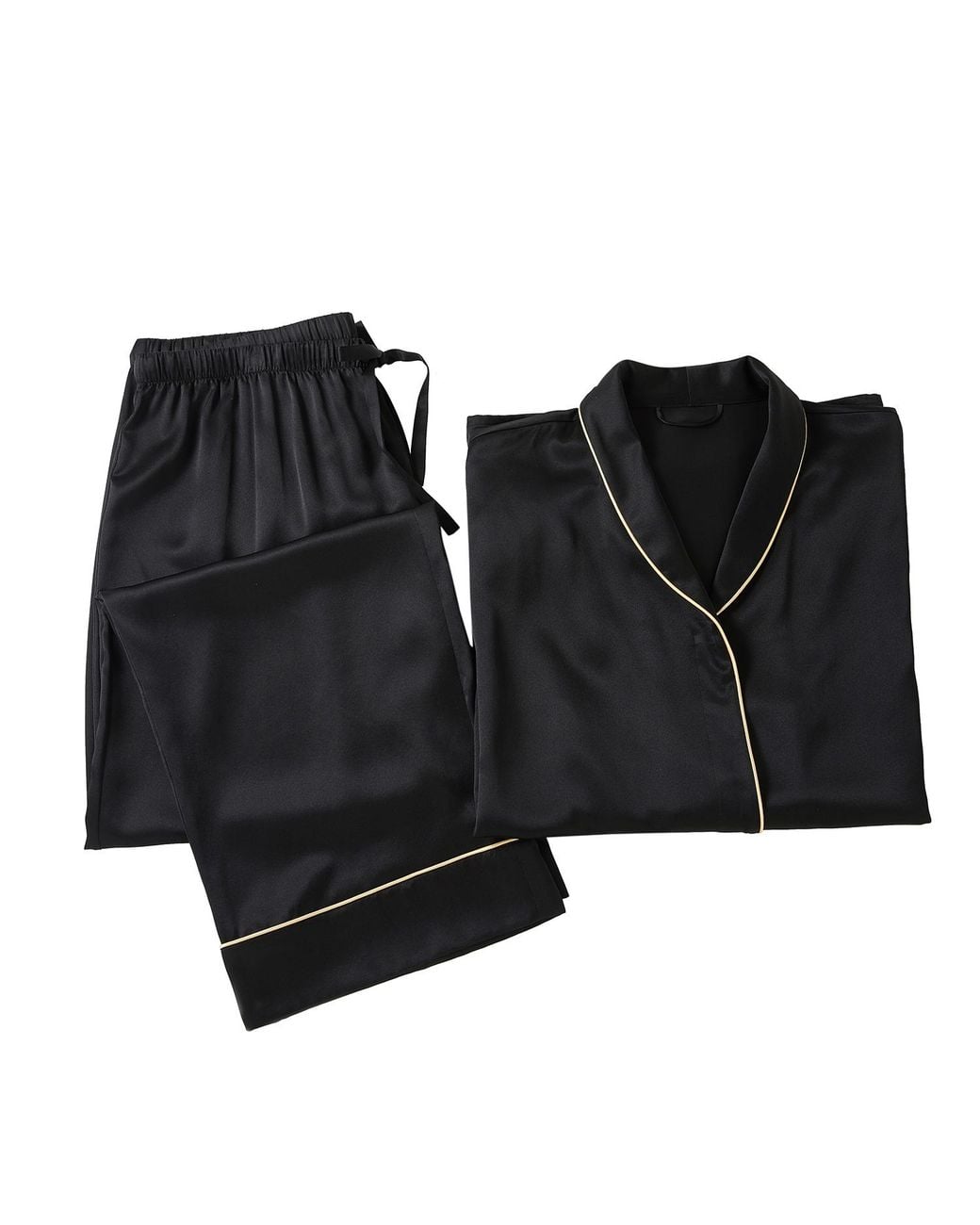 Soft Strokes Silk Black Daffodils Pure Silk Long Sleeve Pyjama Set For for men