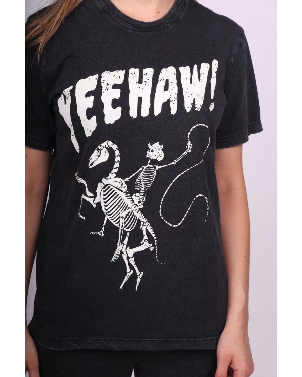 Any Old Iron Black Acid Wash Yeehaw T-Shirt