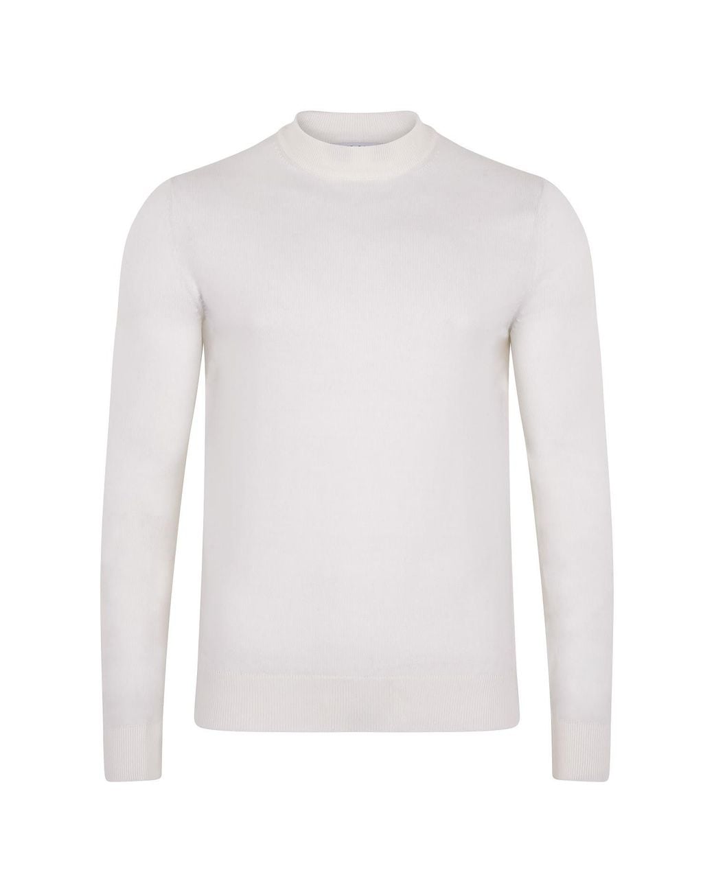 Paul James Knitwear White Extra Fine Merino Marco Narrow Mock Turtleneck Jumper for men