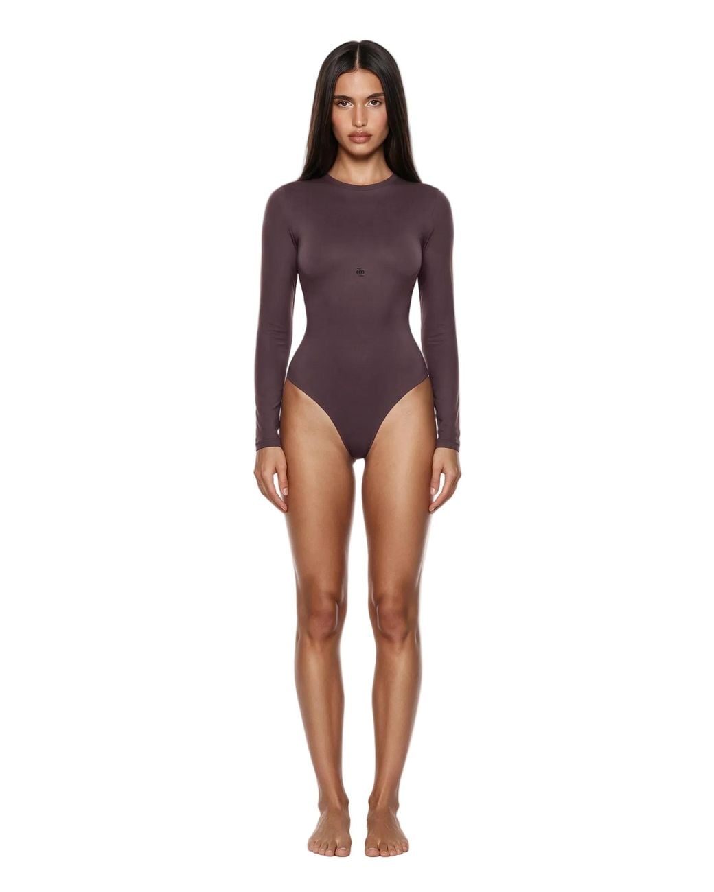 GOD SAVES QUEENS Brown Second Skin Long Sleeve Crew-Neck Bodysuit Doppio