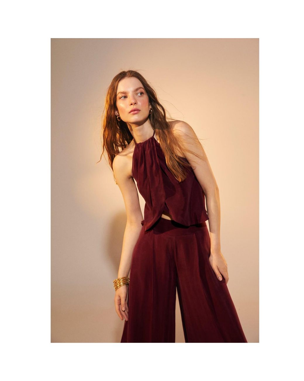 NAZLI CEREN Mui Top In Red Plum