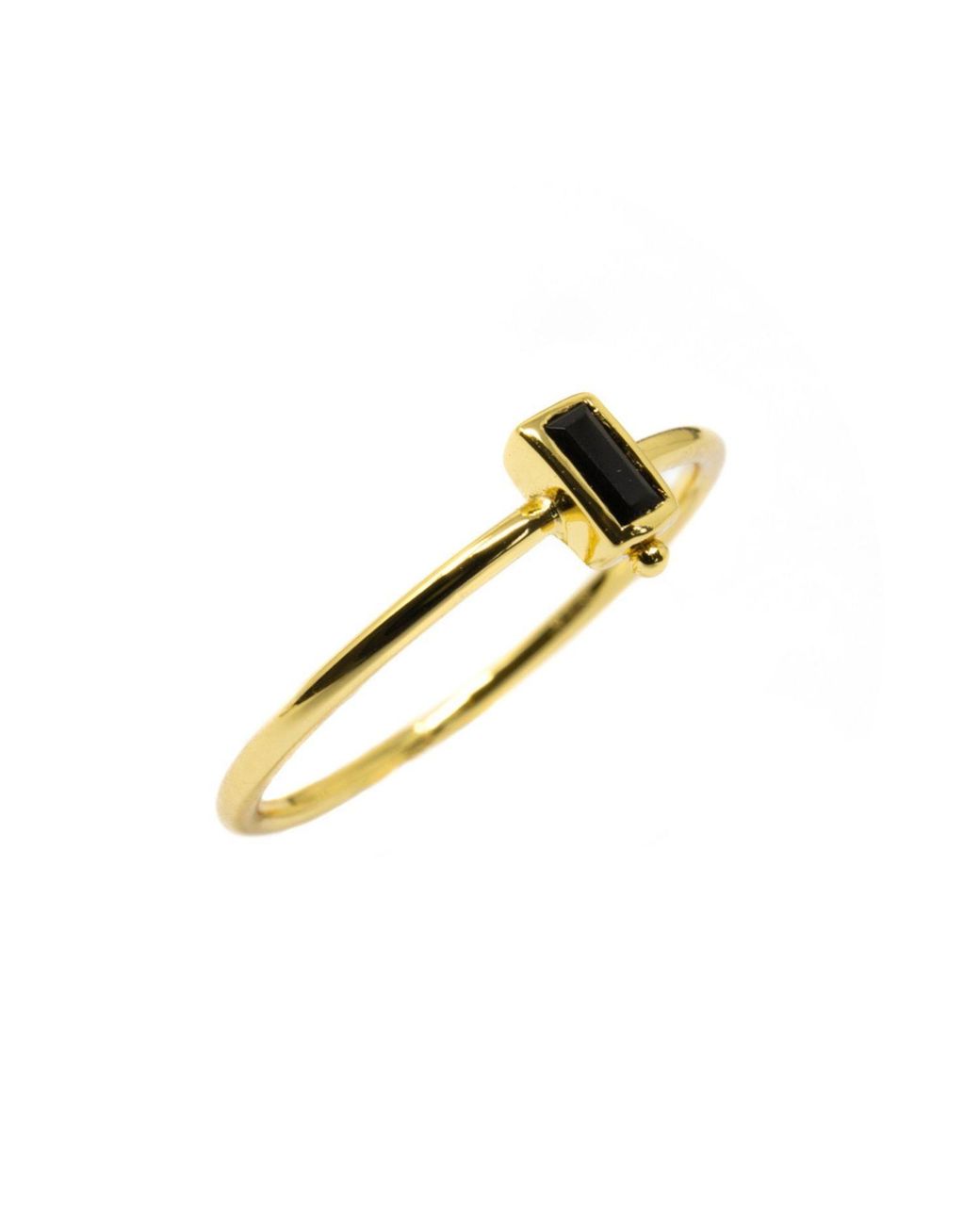 NASI SILVER Metallic Level Baguette Ring- Onyx