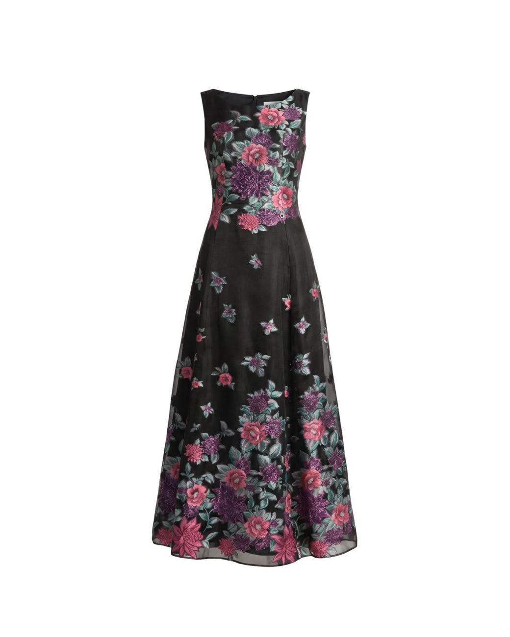 Luna Fashion House Black Cyclamen Floral Maxi Dress, Rina