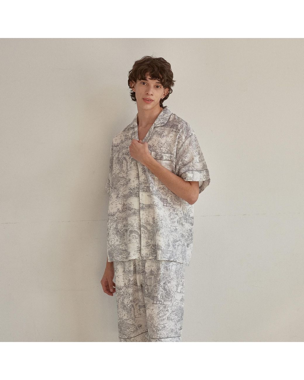 Luna Luz Blue Rebecca Toile Cotton Short-Sleeve Pajama Set for men