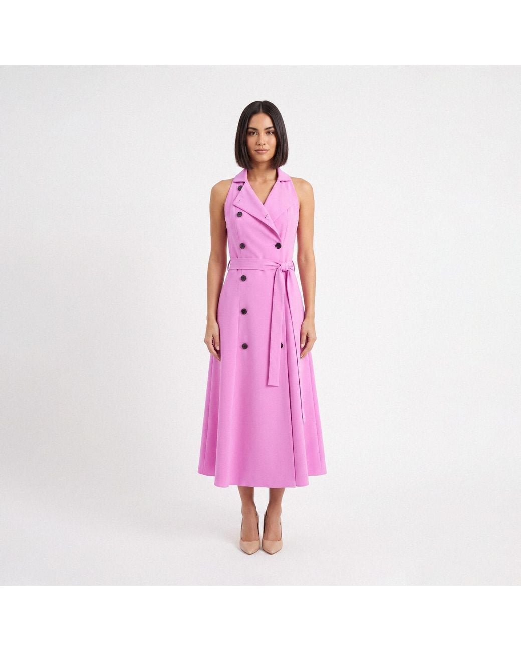 AVENUE No.29 Pink Viscose Midi Trench Dress