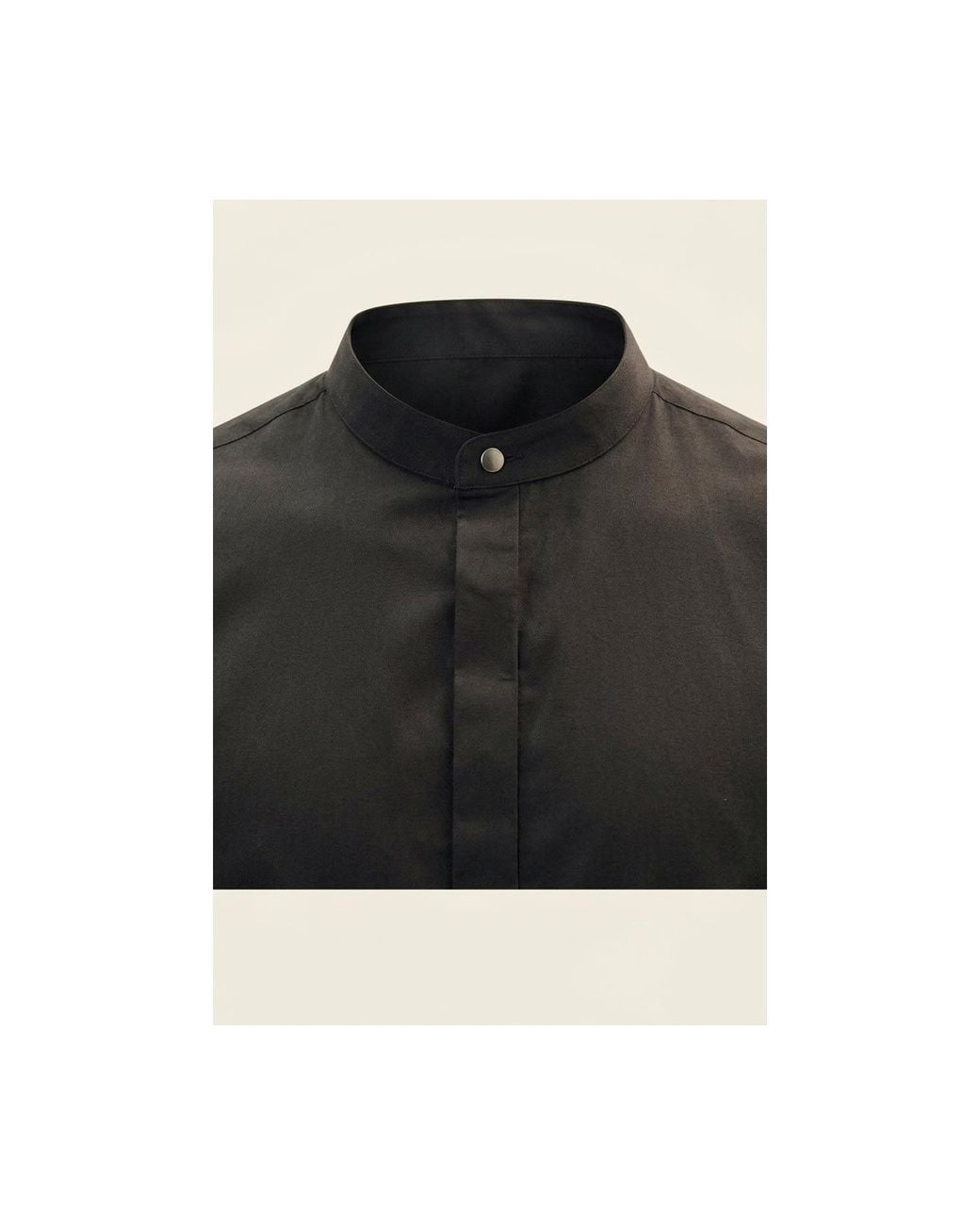 Ron Tomson Black Pure Cotton Band Collar Dress Shirt for men