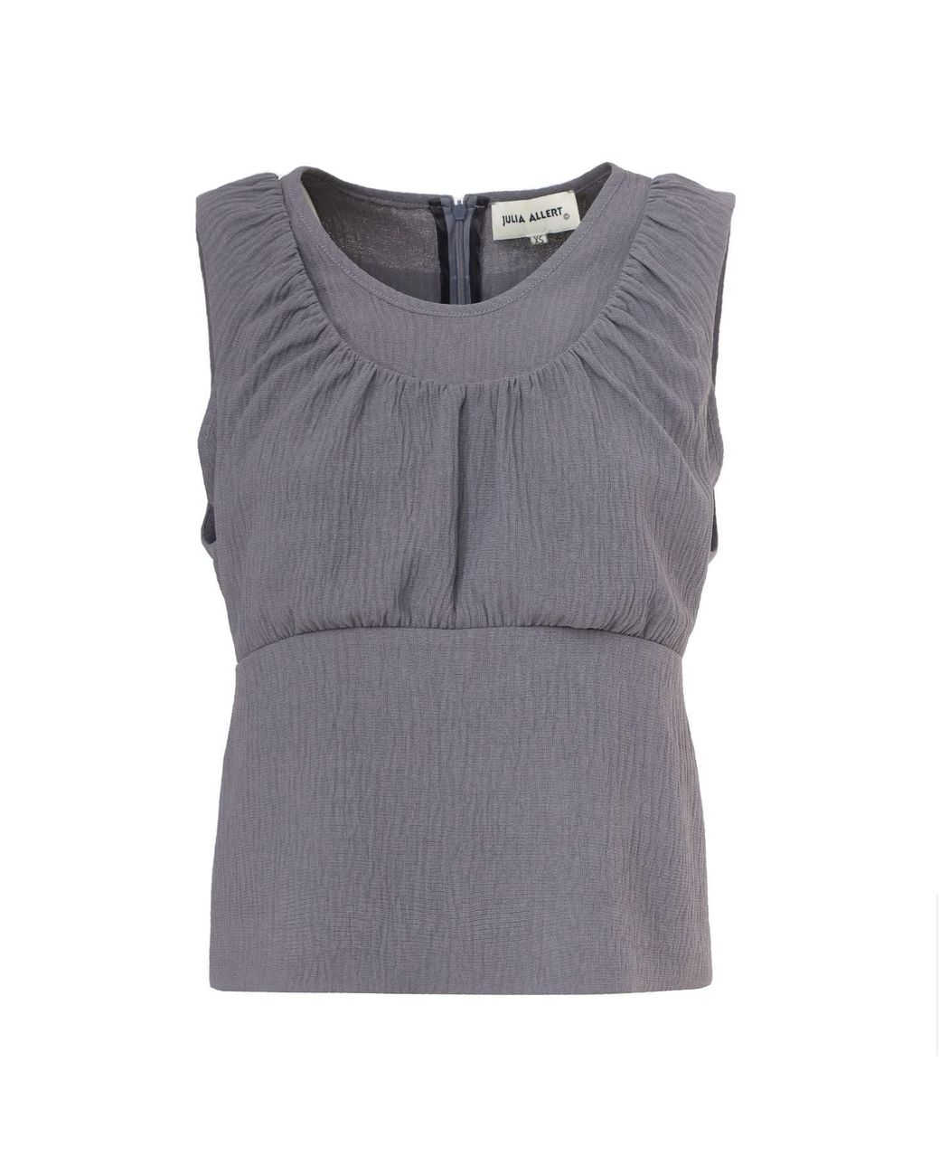 Julia Allert Gray Summer Crinkled Sleeveless Top & Long Skirt Two-Piece Set –