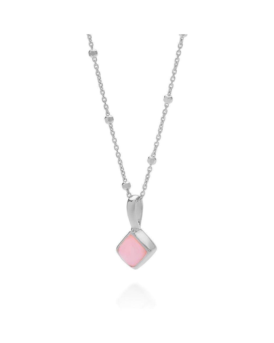 Nellou Jewellery Metallic Diamond Opal Necklace Birthstone October Sterling