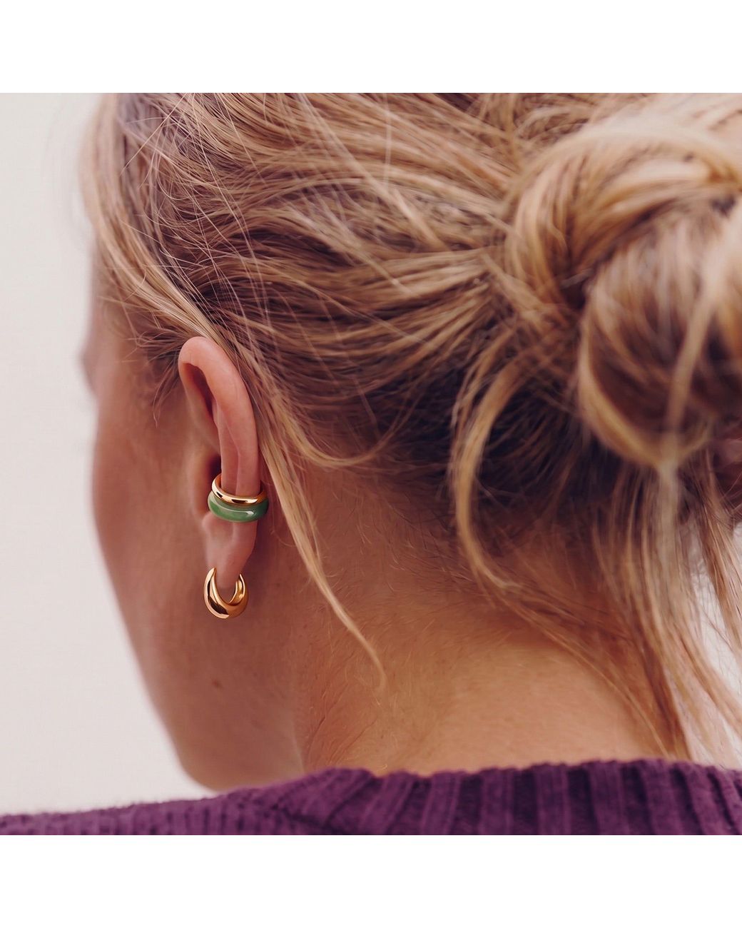 Kris Nations Metallic Tapered Huggie Hoop Earring