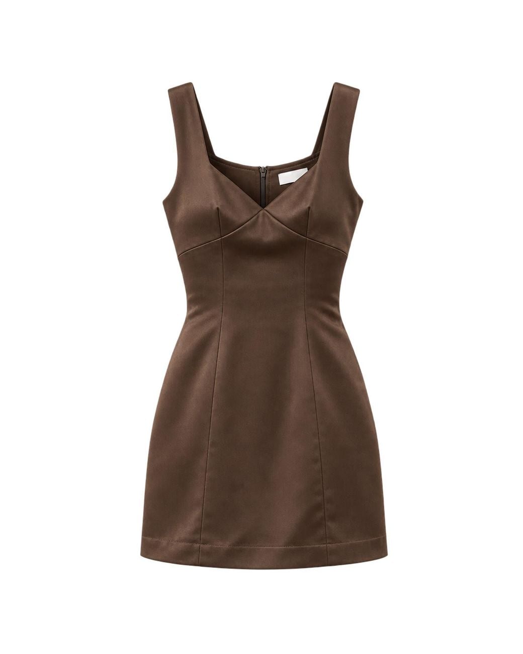 Belsize25 Brown Golden Time Dress – Heavyweight Satin Sweetheart Mini Dress