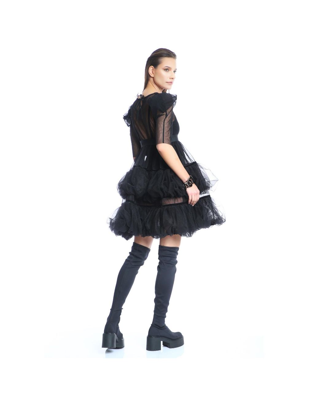 Silvia Serban Black Baby Doll Ruffles Dress