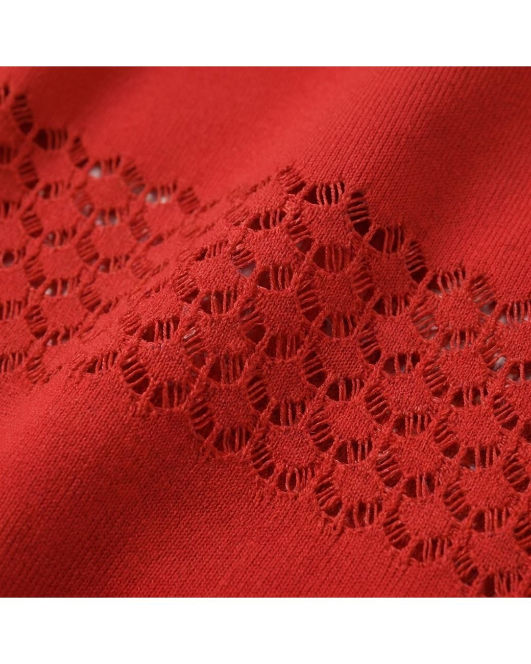 Modenaire Red Sleeveless Knit Midi Dress With Mesh Detail
