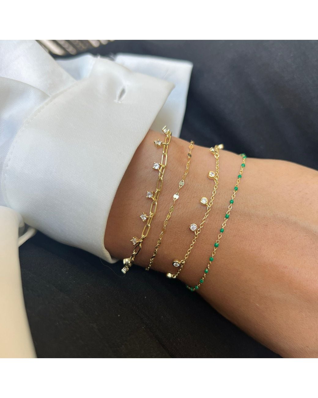 KAMARIA Metallic Enamel Beaded Chain Bracelet