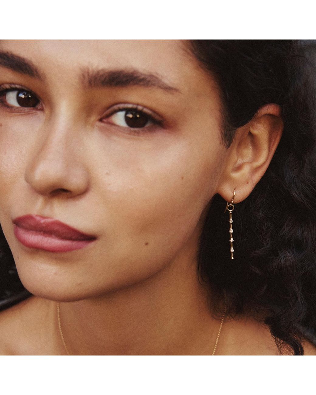 Jewelbird Metallic Diamond Bamboo Stick Earrings