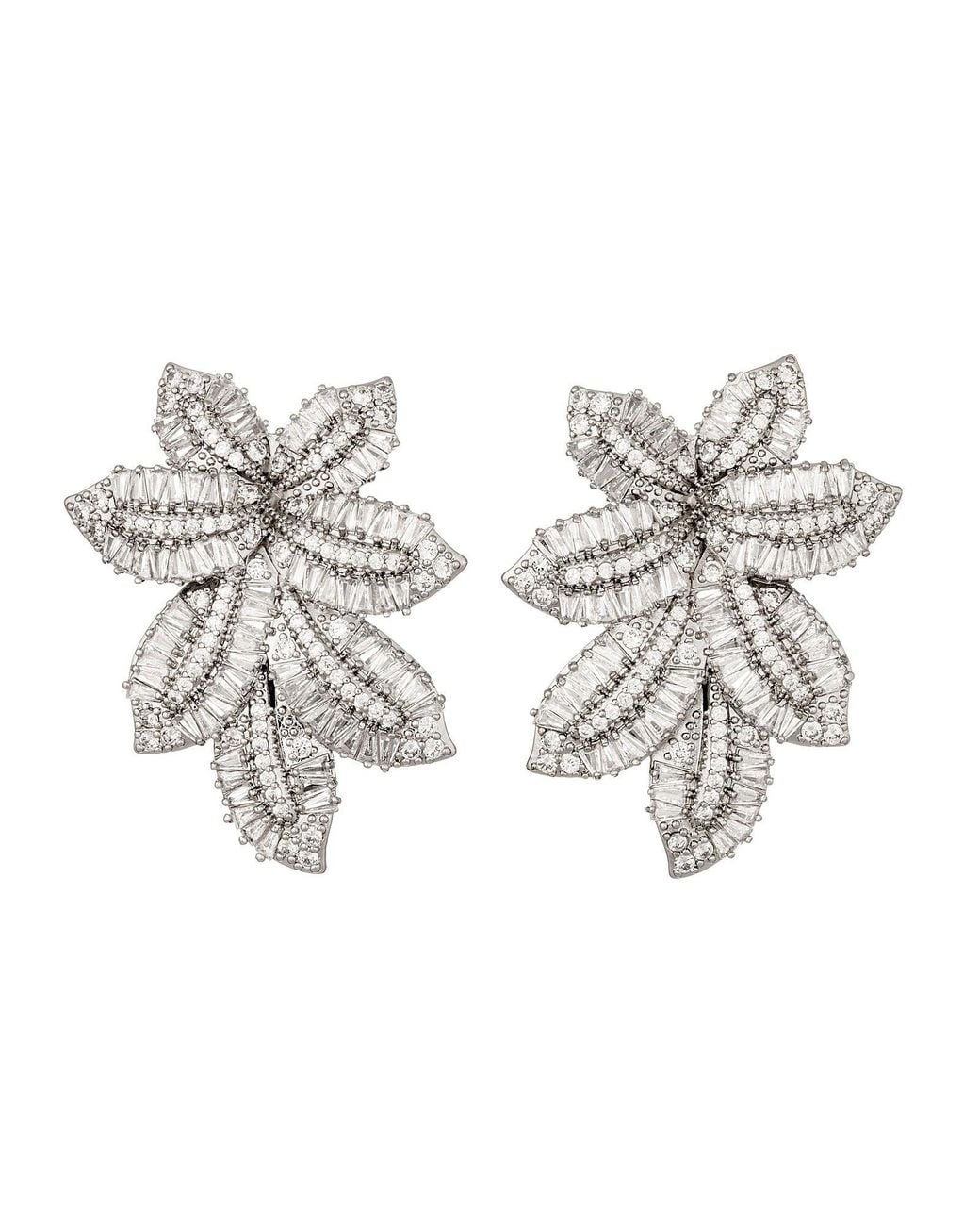 Crystals and Co Metallic Crystal Leaf Earrings