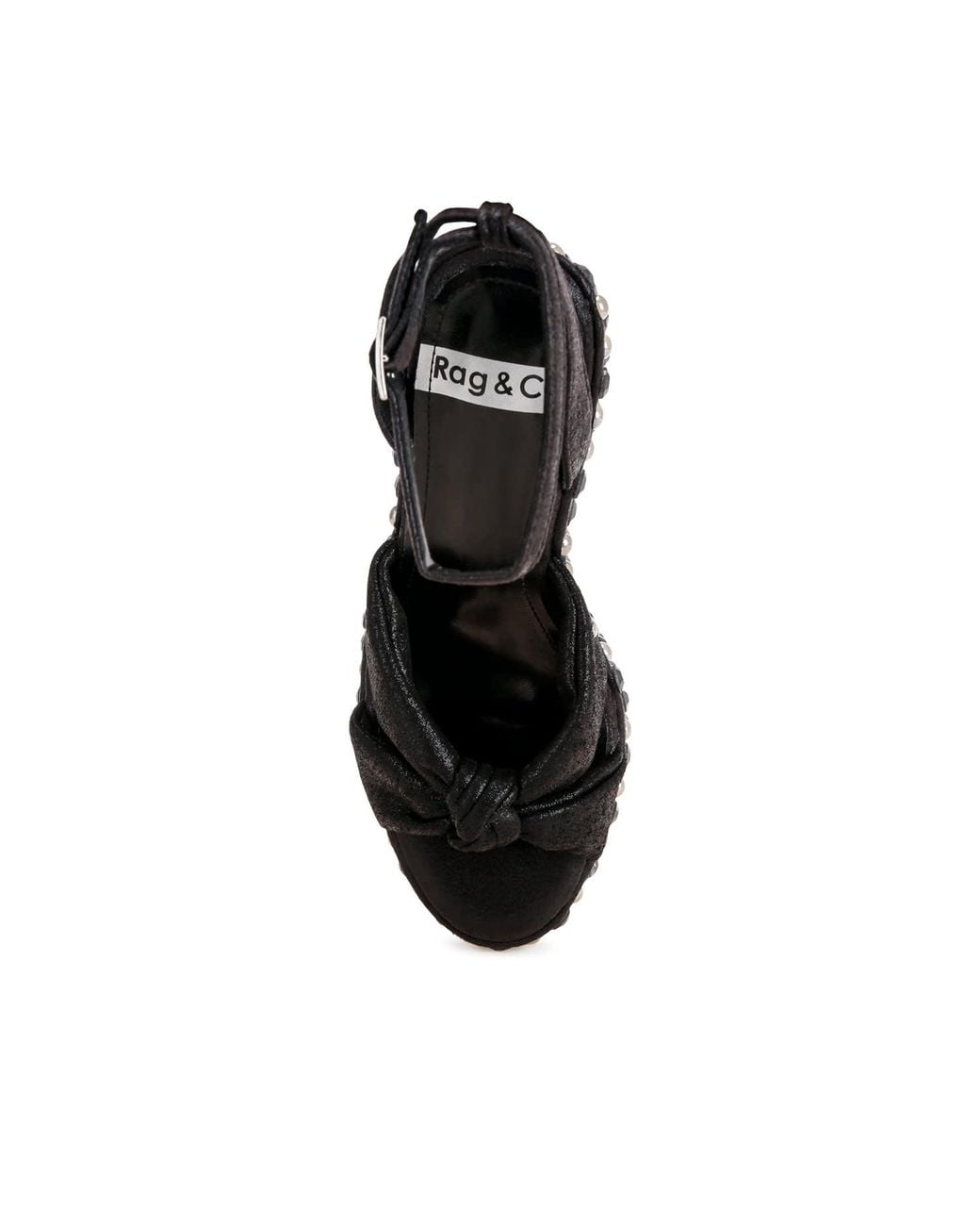 Rag & Co Green Moondot Embellished Wedge Heel Sandals