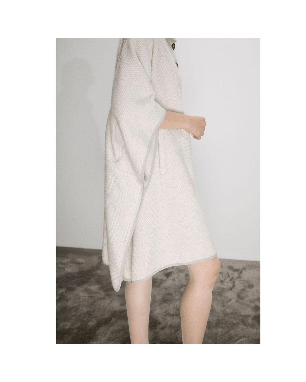 NAZLI CEREN Gray Jarine Wool Blend Poncho